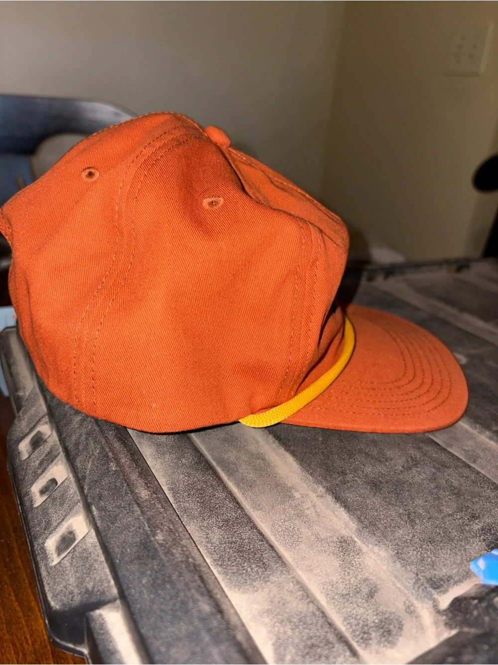 Orange Rope-Trimmed Hat with Tailing Redfish Embroidery